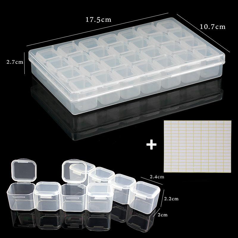 17.5x10.7x2.7CM Прямоугольный 28 Отделений Пластиковый Контейнер для Хранения Украшений, Страз, Бусин, Таблеток, Серёг, Кейс-Контейнер