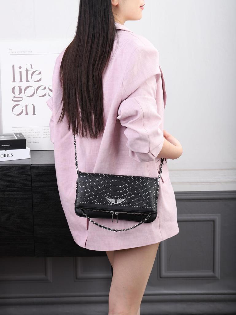 Новая женская сумка-клатч через плечо с крыльями и стразами 2025