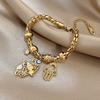 Greatera Blue-eyed Colored Rhinestone Inlaid Ball Bracelet for Women New Style 2026 Trendy Metal Stainless Steel Design Bangles
