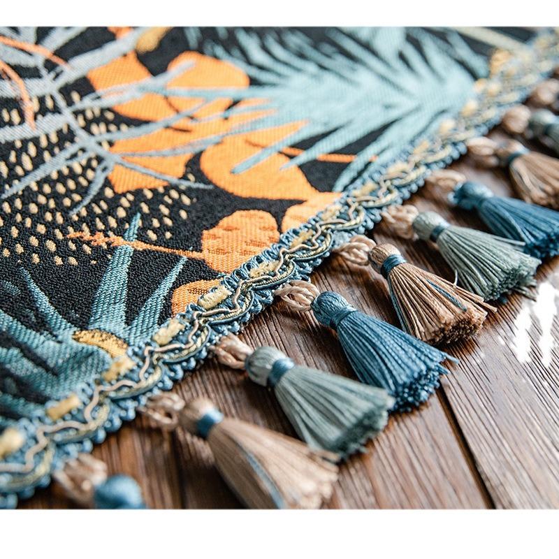 Vintage Luxe Chinese Modern Style Fabric Table Runner Rectangular Dining Room Decorative Cloth