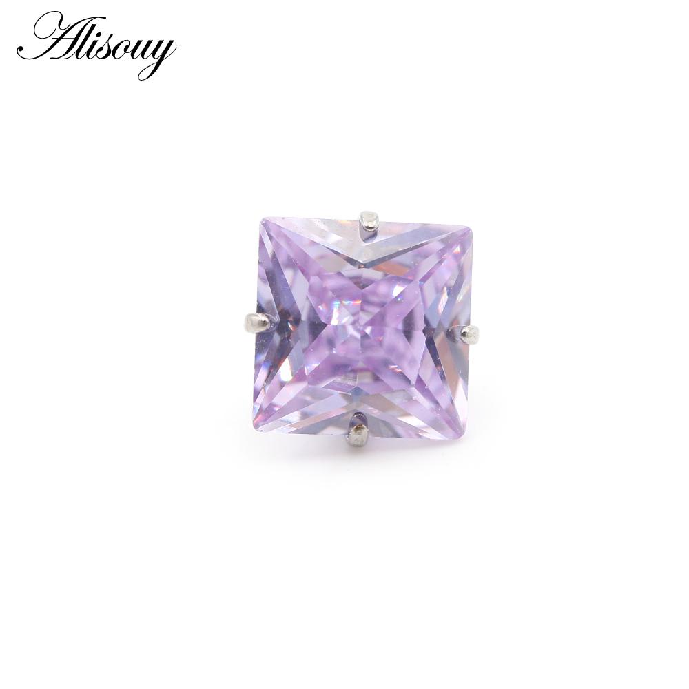 Alisouy 1PC G23 Titanium Externally Thread Square Zircon Lip Labret Rings Ear Stud Earrings Piercing DIY Body Jewelry Accessory