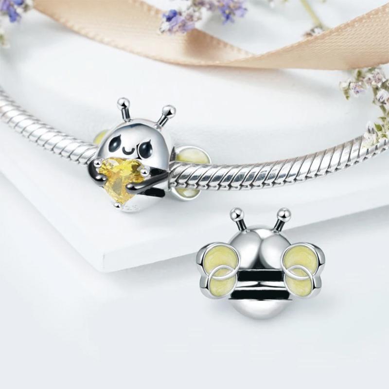 Новое в оригинальном шарме Пчелиные бусины Подходит для браслета Для женщин Медный кулон Бусины Украшения Праздник Весны Подарок Матери