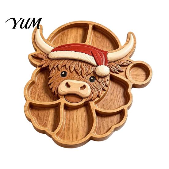Serving Plates for Cookies Nuts Christmas Snack Tray, Divided Holiday Appetizer Platter, Cute Snowman/Tree/Penguin/Cow Shaped Table Decorations