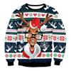 Women's Mélange Elk Christmas Digital Print Long Sleeve Sweatshirt