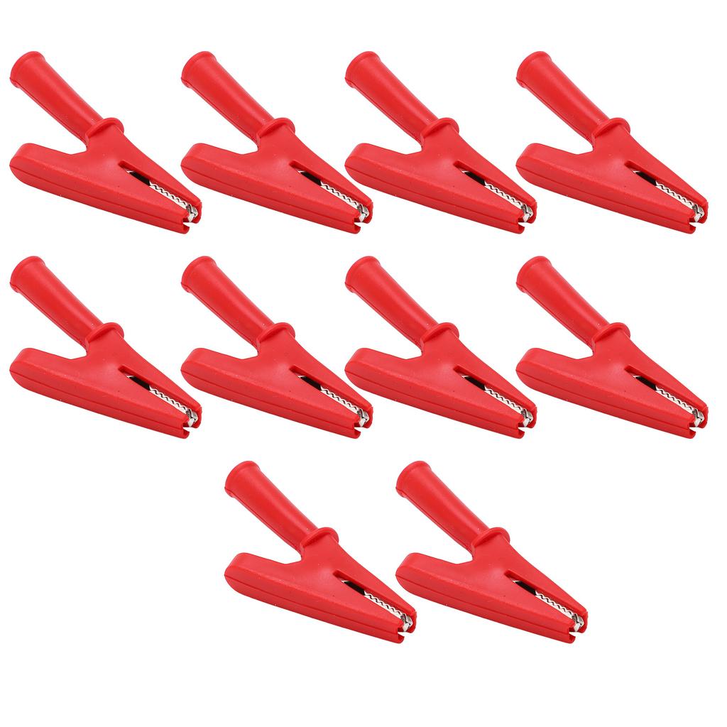 10Pcs Electric Test Clip 20A Rated Current 10mm Opening Test Clamp for Electronic Equipment Welding MachineryRed