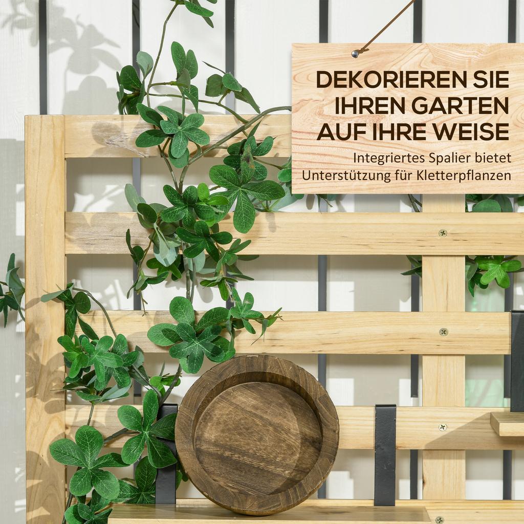 Storage Box with Trellis, 4 Hanging Shelves, Magnetic Door, Solid Wood, Natural, 80 x 45 x 160 cm