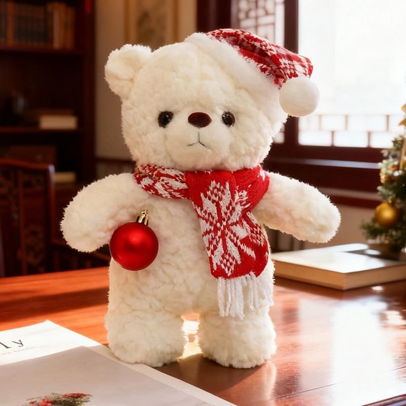 Cute Christmas scarf teddy bear doll plush toy bear hug bear doll children soothing doll
