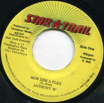 7inch Record ANTHONY B How Dem A Flex NONE Star Trail 1998 Jamaica Reggae Ska Dub Used