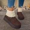 Fashion Fashionable Thickened Short Boots Women's Winter Round Top Solid Color New Comer Cotton Shoes Base Rubber Sole Size 35-40