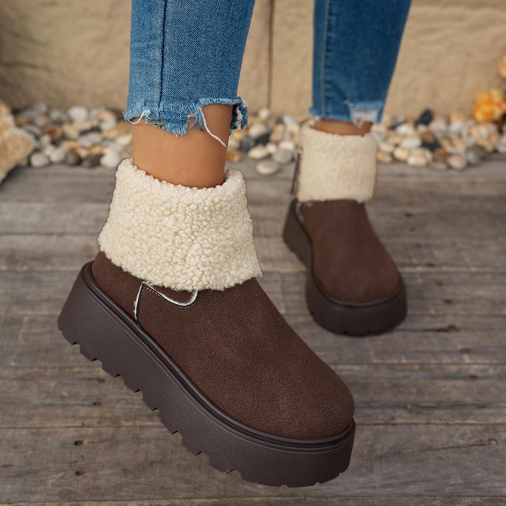 Fashion Fashionable Thickened Short Boots Women's Winter Round Top Solid Color New Comer Cotton Shoes Base Rubber Sole Size 35-40