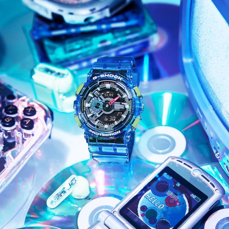 Casio G-Shock Ice Tough Series Multi-Color Hands Dual Display Sports Casual Quartz Movement Resin Strap Unisex Watches Black GA-110JT-2APR