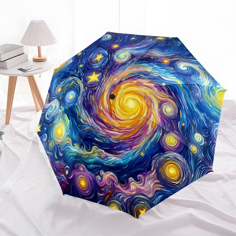 1PC Galaxy Swirl Automatic Opening And Closing, Sturdy Iron Frame, Portable Folding Design, Suitable For Men And Women In All Seasons80