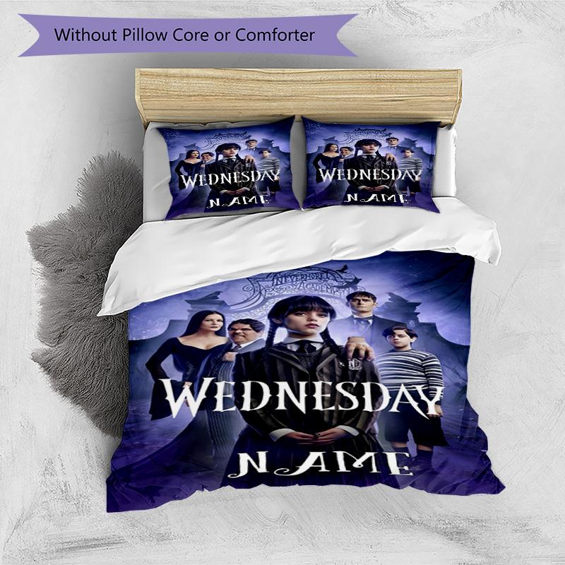 Wednesday Addams Mystery 3PCS Printed Bedding Set, Soft Breathable Duvet Cover and 5 Pillowcases, Home Decor Gift