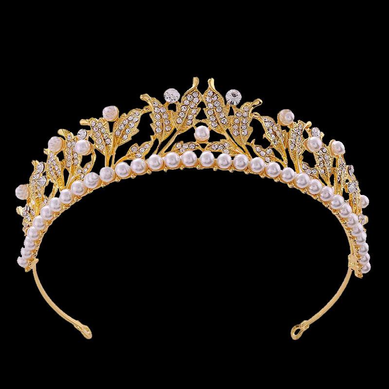 Корона для волос с жемчугом и стразами для невесты и подружки невесты, корона из сплава жемчуга принцессы, подиумные украшения