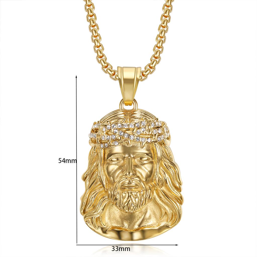 Stainless Steel Titanium Hip Hop God Jesus Pendant Collar Chains Necklace for Men Women Jewelry