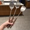 Stainless Steel Kitchen Stir Fry Spoon Long Handle Cooking Frying Spatula  Kitchen Tools