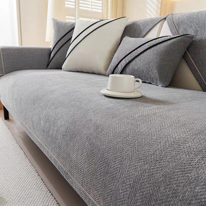 New Chenier Sofa Cushion Cover Pad, High-Grade Slippery Seat Cushion, Four-Season Universal Straight Sofa Cover Cloth