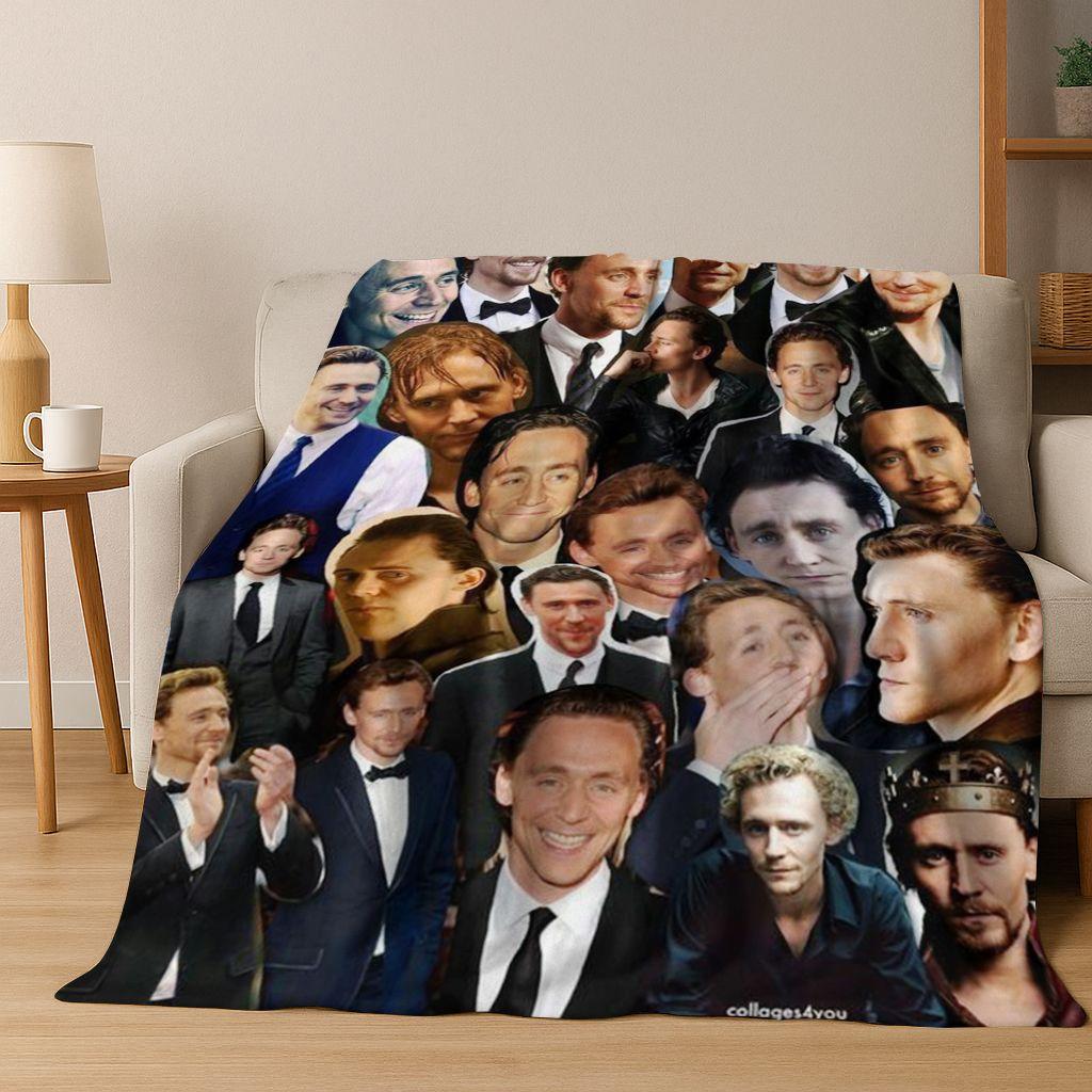 3D Tom Hiddleston Art Actor Star Flannel Blanket,Cozy Soft Throw Blanket for Home Bedroom Bed Sofa Picnic Office Cover Kids Gift