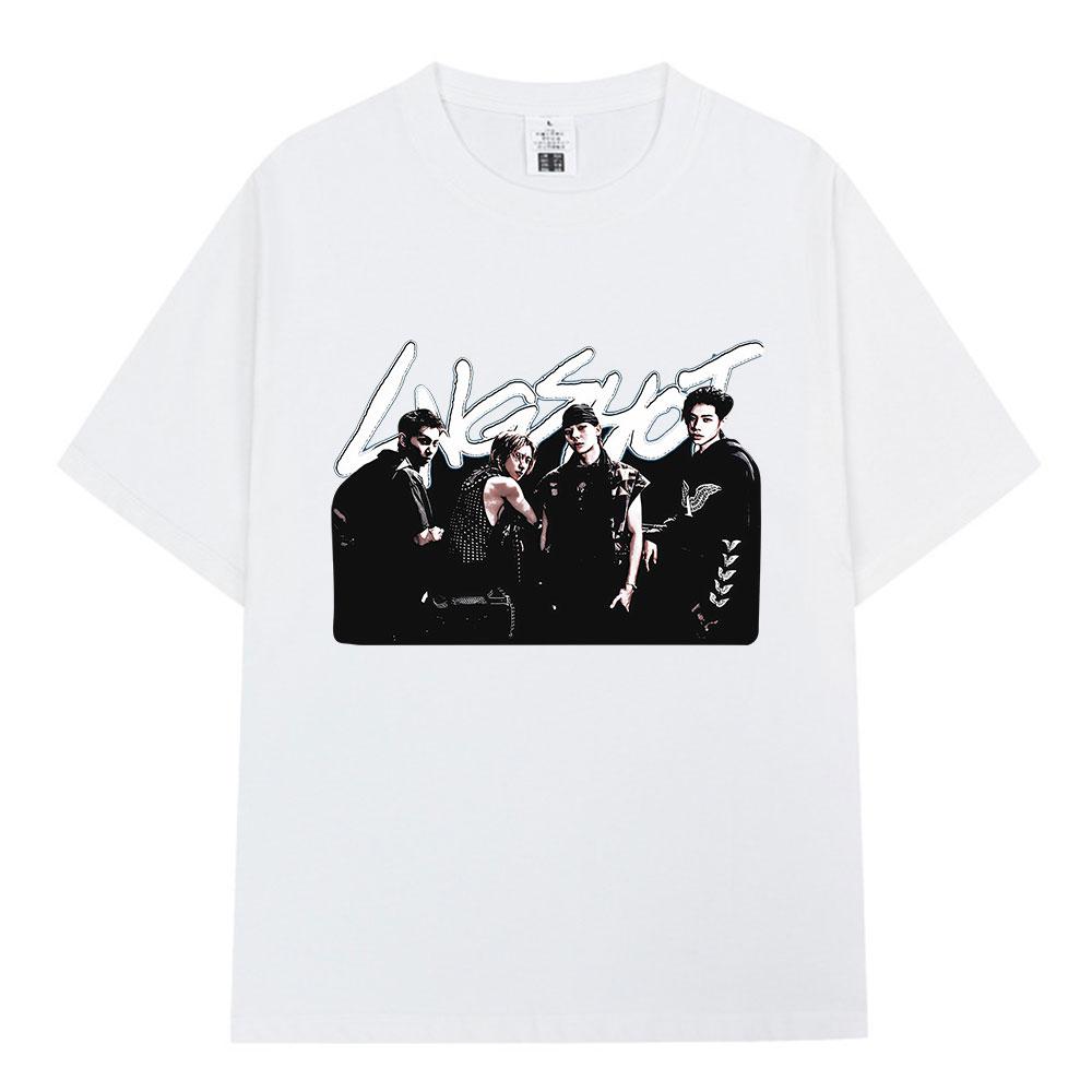 Korean Kpop Hip Hop Group Lngshot Tshirt Unisexs Women Clothing Fashion Oversized Cotton Casual Y2K Short Sleeve Tees Streetwear