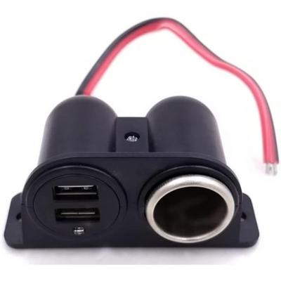 Сборка розетки 12 В / 24 В + Автомобильное зарядное устройство с двумя USB-портами, автомобильный адаптер для прикуривателя