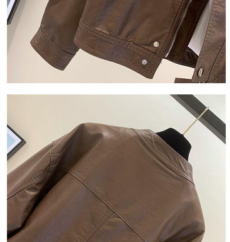 Женская модная ретро байкерская кожаная куртка - Коллекция Осень 2025, Универсальный короткий ПУ дизайн