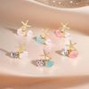 2024 Summer Starfish Earrings: White Shell and Diamond Inlaid, Beach-Themed, Cute & Sweet