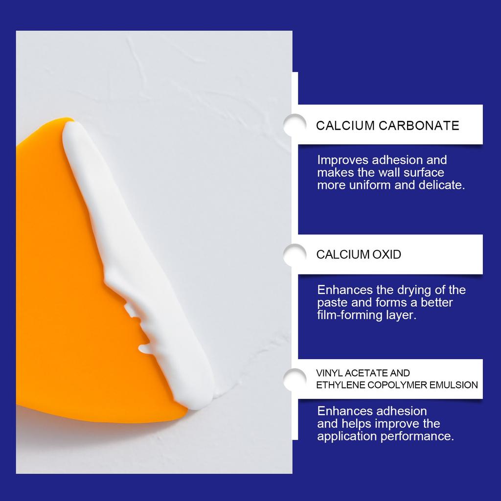 Шпаклевка для стен;Белая стена повреждена, поцарапана, трещины, отверстия от гвоздей отремонтированы;Подходит для лечения различных легких дефектов стенок