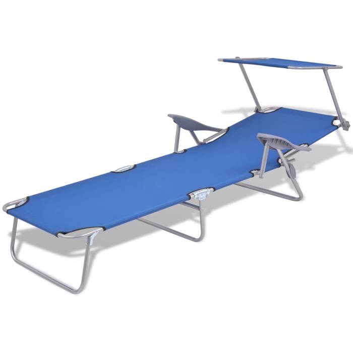 VidaXL Chaise longue avec auvent Acier Bleu 42931