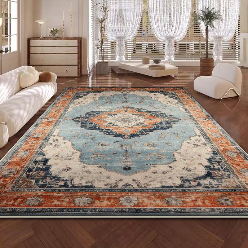 Retro Persian American Carpet Large Area Living Room Decoration Home Ethnic Style Bedroom Rug Cloakroom Lounge Soft Mat Washable