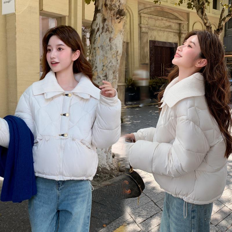 Зимняя новинка, вязаный воротник, хлопковая одежда с нашивками, женская свободная и универсальная модная теплая хлопковая куртка, куртка