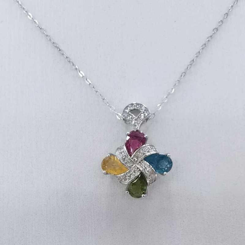 Sace Gems Роскошные ожерелья с подвеской из стерлингового серебра 925 пробы, разноцветные турмалиновые ожерелья для женщин, сверкающие ювелирные изделия, подарок на день рождения