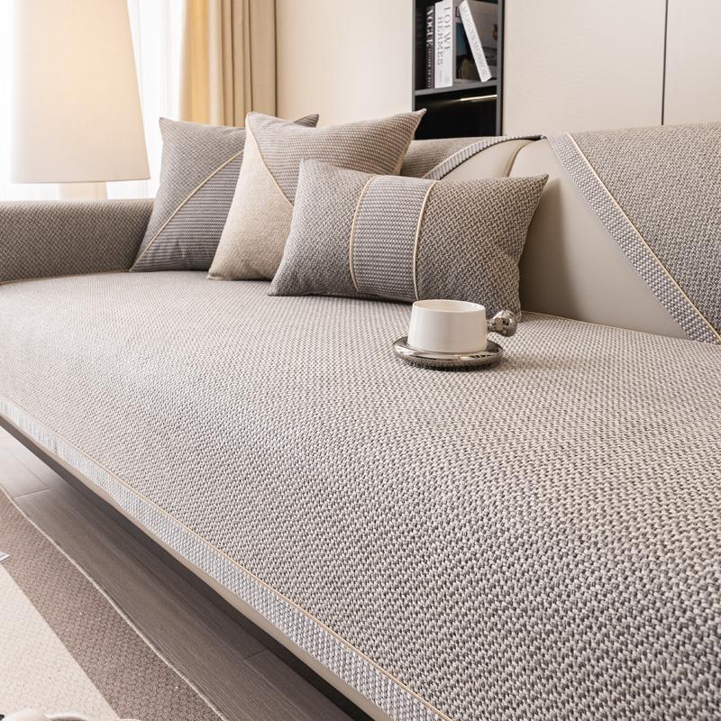 Woven Cotton and Linen Sofa Cushion for All Seasons Universal Non-slip Sofa Cover Backrest Cover Cloth Towel