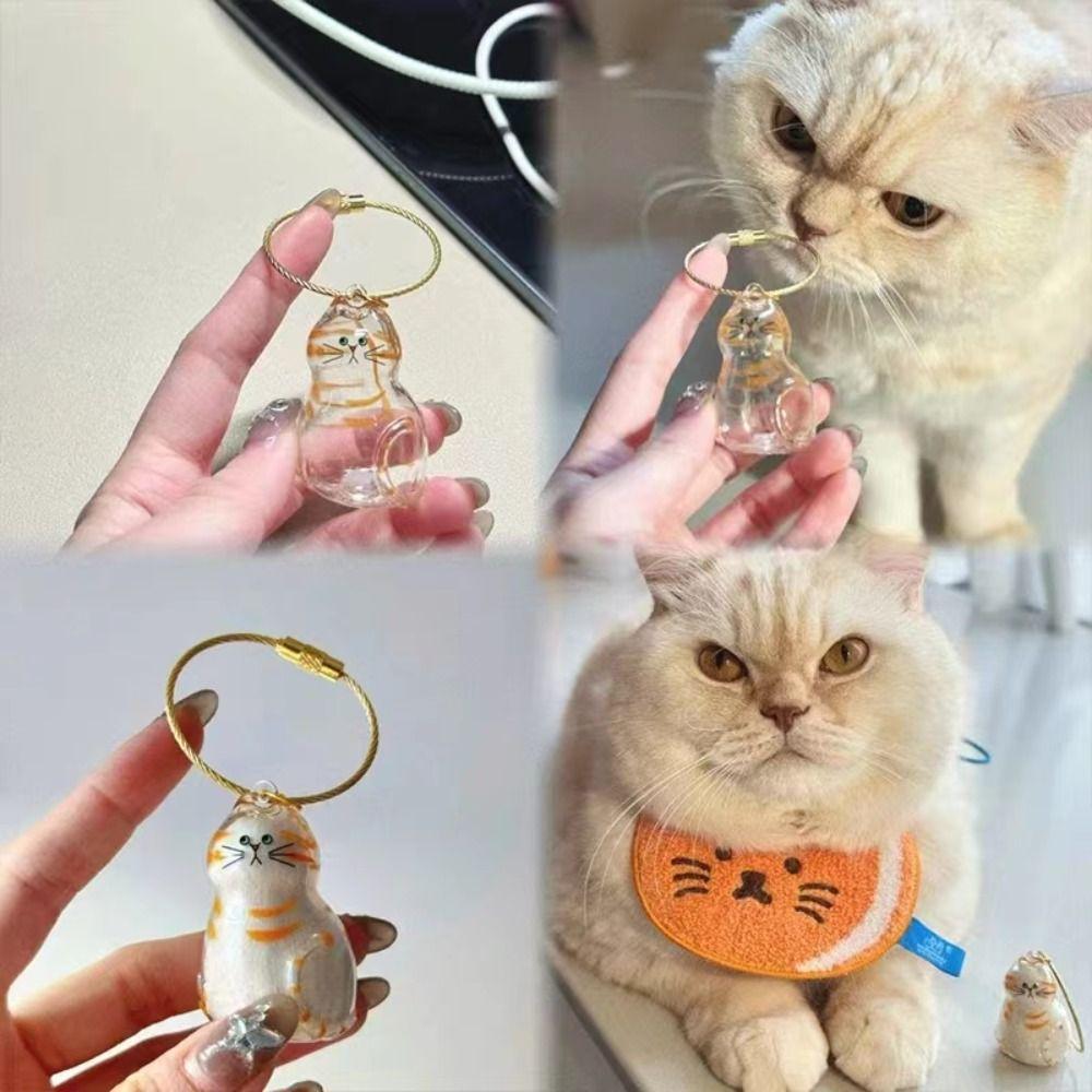 Маленькие украшения Хранение кошачьей шерсти Подвеска Милая кошка Форма Прозрачный контейнер Стильный брелок Ручная работа Дизайн