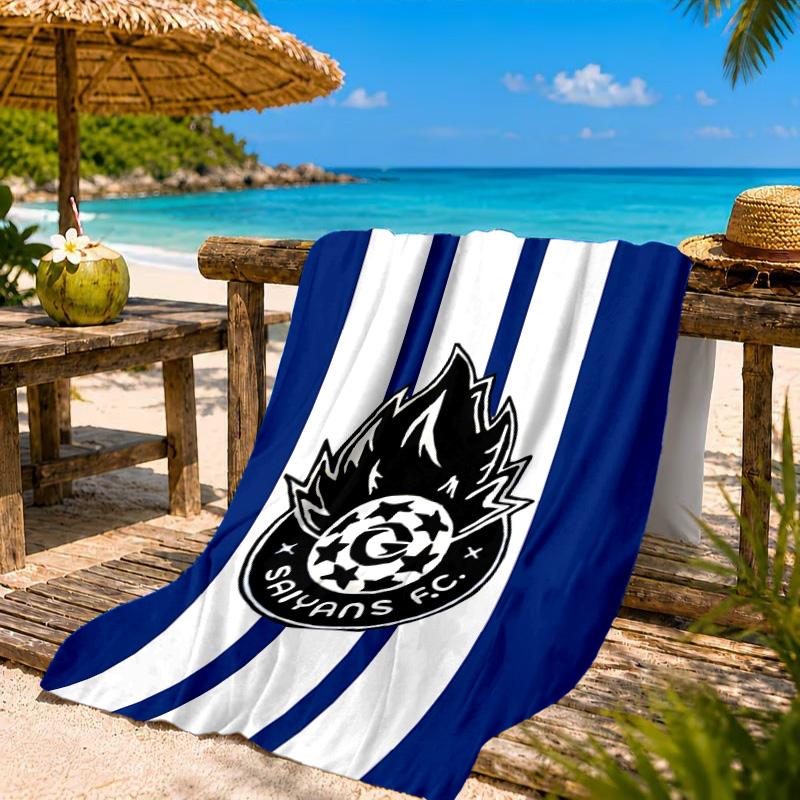 Flame Soccer Emblem Printed Microfiber Beach Towel, Soft And Absorbent, Quick-Dry, Ideal for Summer Travel, Beach Essential, Swimming Pool