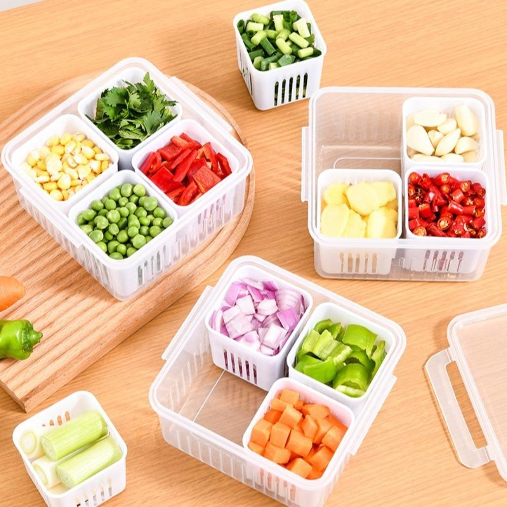 Four/Six Grids Onion Ginger Storage Container Transparent Food Fresh-keeping Holder Kitchen