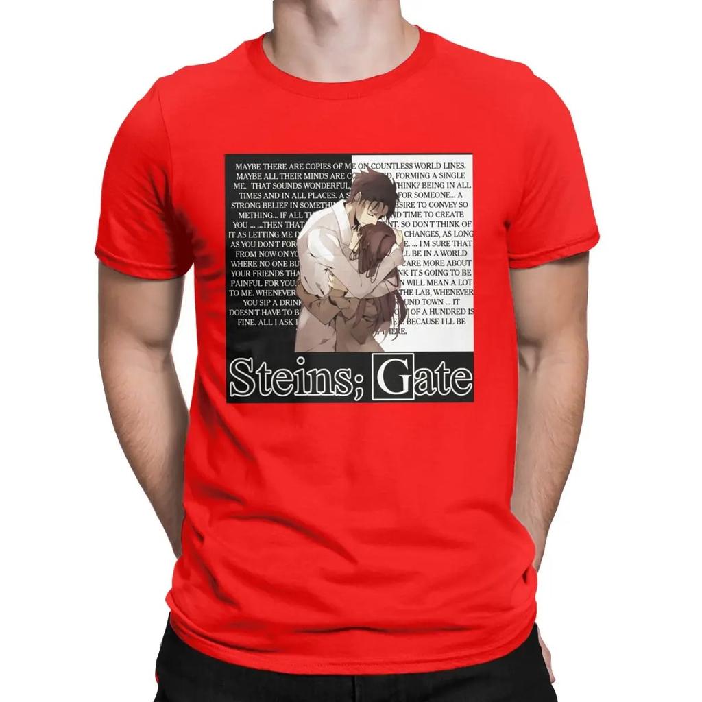 Unisex Okabe Rintarou Moe Kurisu Steins Gate T Shirt Cotton Tops Leisure Short Sleeve Crew Neck Tees New Arrival TShirts Y2K