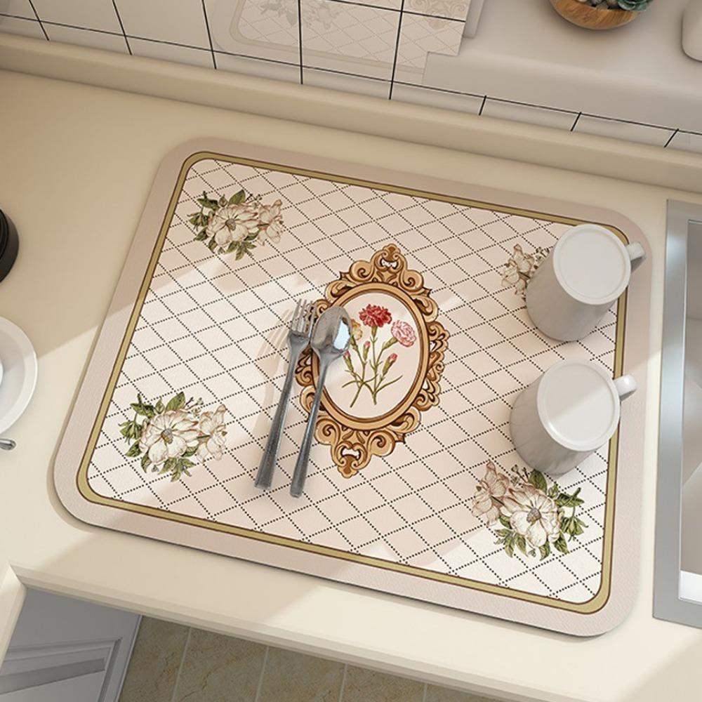 Diatom Mud for Kitchen Heat Resistant Absorbent Coffee Mat Tableware Pad Placemat Dish Drying Mat