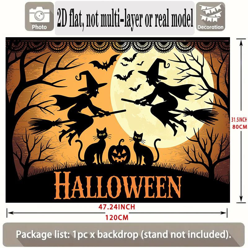 Party Backdrop Halloween Flat Witch Pumpkin Silhouette Winter Parties Weddings Birthdays Event Photo Background Front Door Decor
