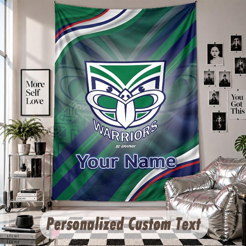 Wall Hanging Tapestry With Custom Name & Text, Wigan Warriors Decorative Tapestry For Bedroom