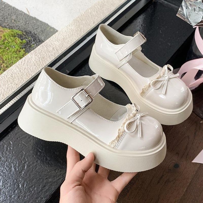 Women's Loafers 2025 Spring British Style Platform Mary Jane Shoes Woman Japanese Jk Uniform Bow Lolita Shoes Women Single Shoe