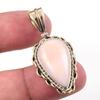 Natural Pink Opal Gemstone 925 Solid Sterling Silver Two Tone Pendant 1.50" v3A52