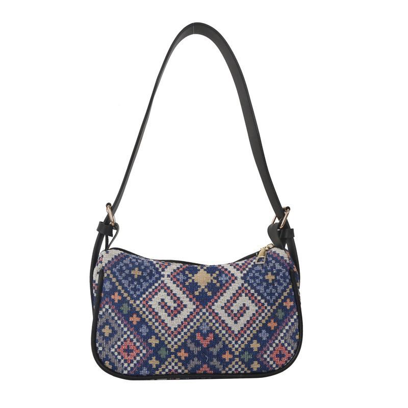 Chic Simple Urban Oxford Cloth Handbag With Elegant Floral Pattern For Women