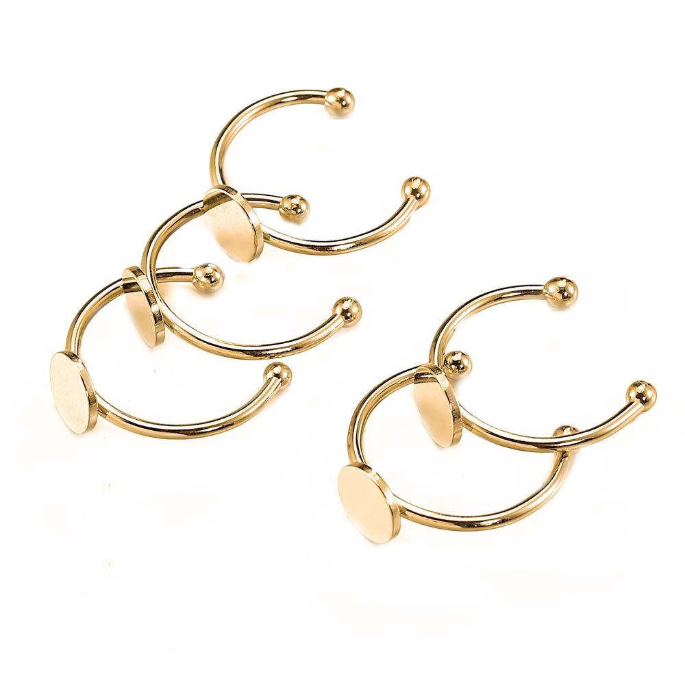 5/10pcs Stainless Steel Adjustable Ring Settings 6/8/10/12mm Round Flat Blank Base Glass Cabochons Ring Bezel DIY Jewelry Making