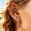 4PC Flower Chain Stud Earring For Women Fashion Tragus Huggie Hoop Earrings Set Cartilage Lobe Piercing Orelha Helix Jewelry Lot
