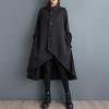Irregular Oversized Vintage Black Casual Loose Long Spring Autumn Winter Coat for Women Jacket Clothes Outerwear