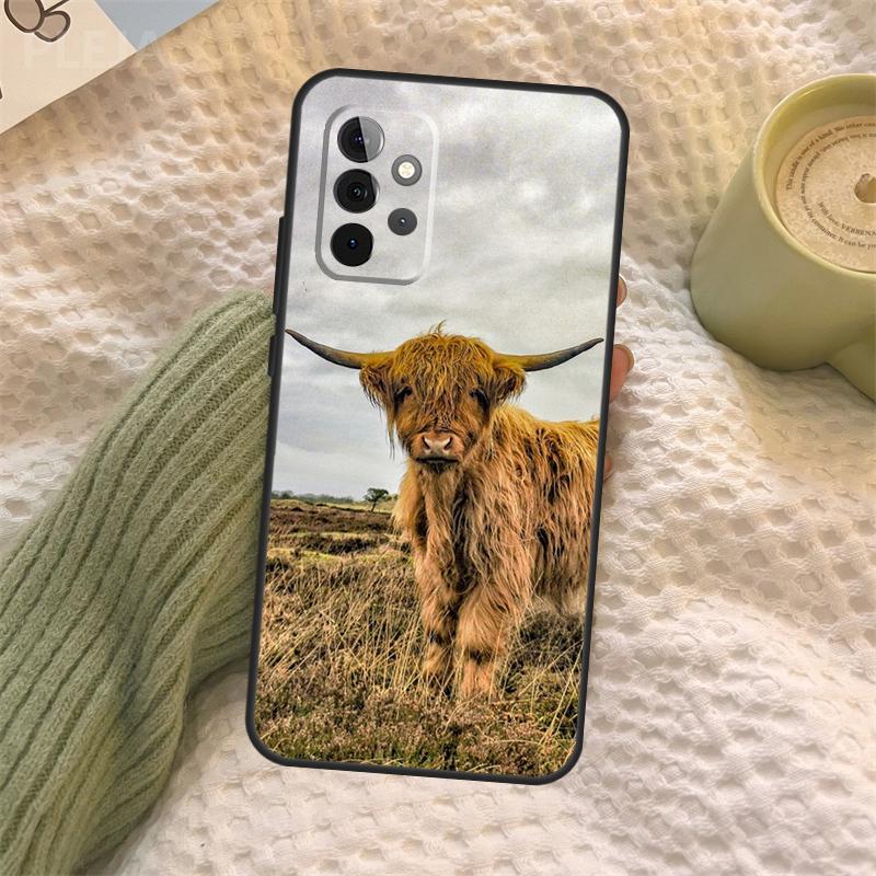 Милый чехол с шотландской коровой для Samsung Galaxy A15 A22 A52 A32 A54 A14 A16 A26 A36 A56 A55 A35 A05 A06 A53 A33 A13