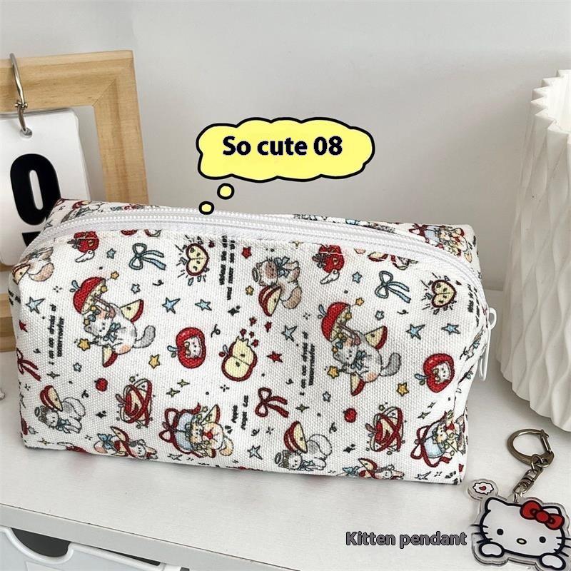 Милый пенал Hello Kitty в виде красного яблока, большая вместимость, портативная сумка для хранения, девчачий клатч на молнии для канцелярских принадлежностей, сладкая косметичка, подарки