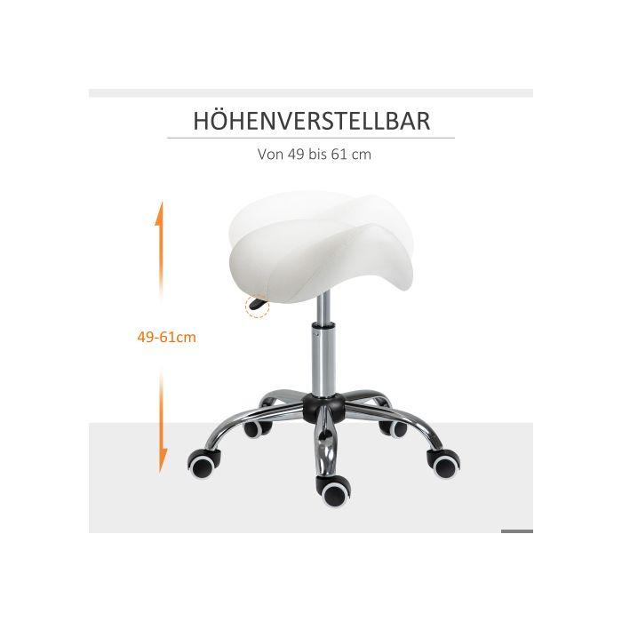 Tabouret - MUVOE - Réglable en hauteur - Rembourré - Blanc