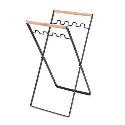 Держатель для мусорного мешка Металлический держатель для мешка для мусора Портативная уличная стойка для мешка для листьев для кемпинга, пикника, кухни Черный