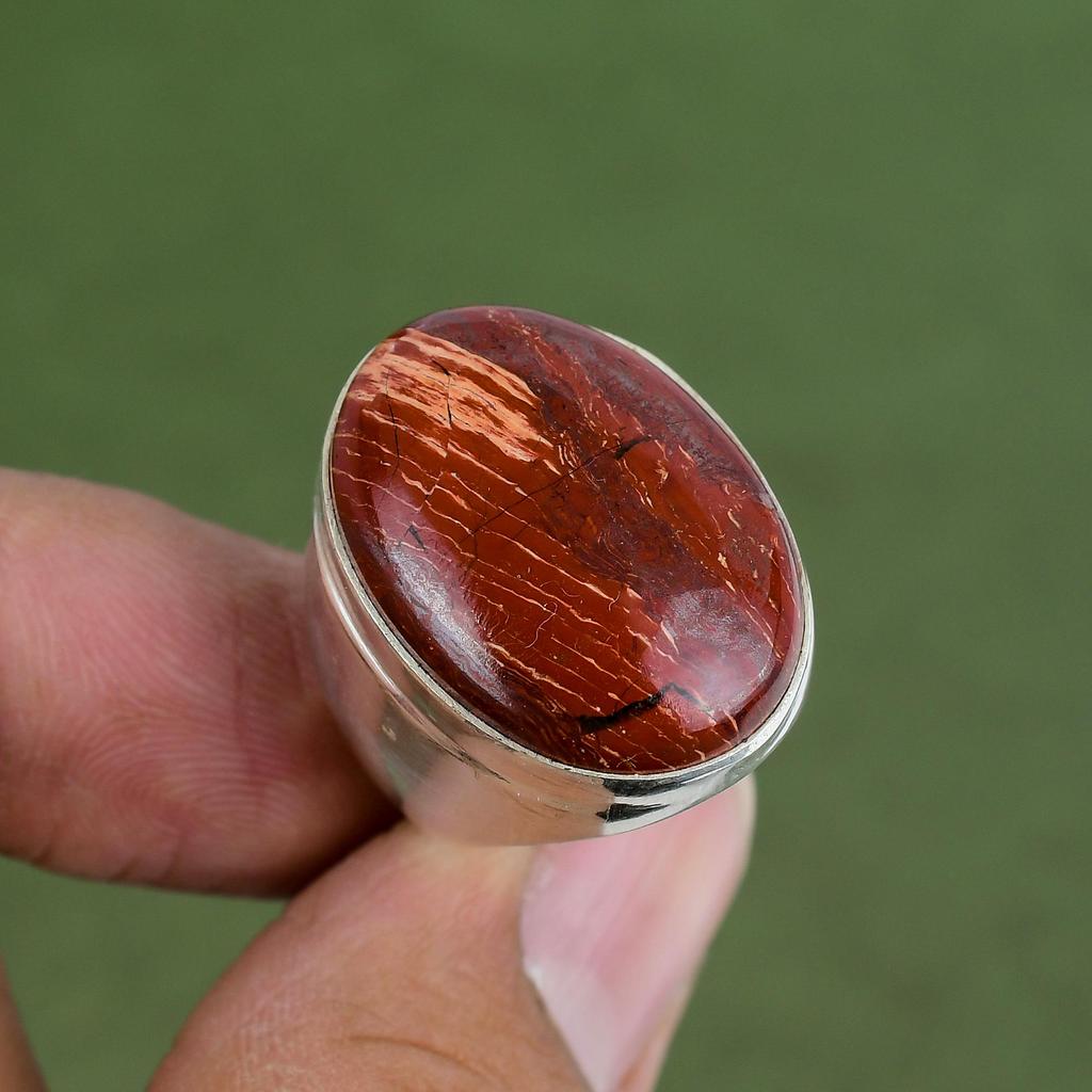 Кольцо из красного змеиного яшмы Кольцо из стерлингового серебра 925 пробы Кольцо ручной работы Старинное кольцо Кольцо с драгоценным камнем Серебряные украшения Подарок на помолвку Доступно по размеру кольца